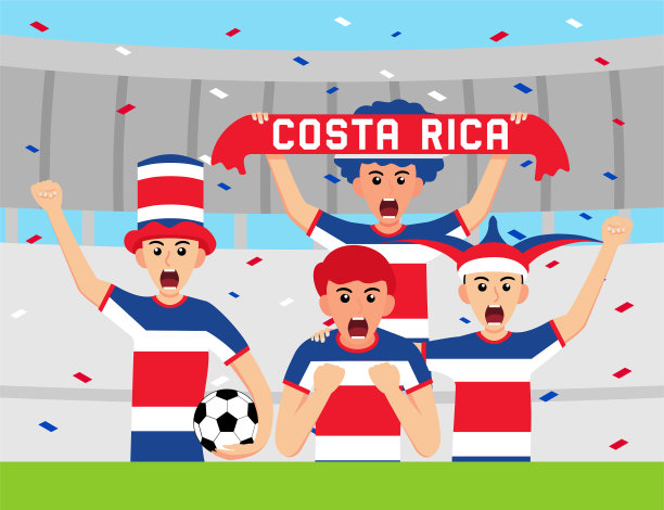 哥斯达黎加的支持者在平面设计图片下载