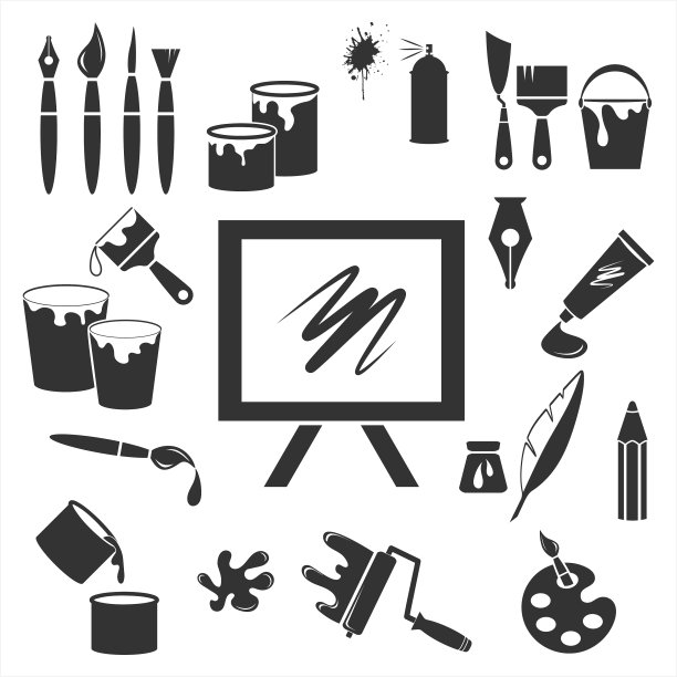 设置艺术图标隔离在白色模板上图片下载