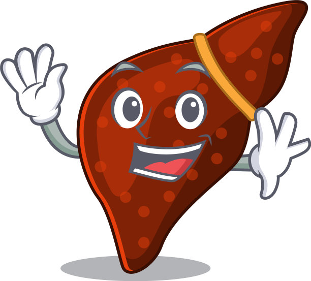 一个有魅力的人类肝硬化肝脏吉祥物设计图片下载