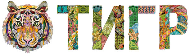 俄语单词tiger的zentangle宾语图片下载