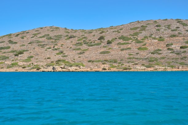 爱琴海，希腊诸岛，克里特岛，从海上看岛屿的照片图片下载