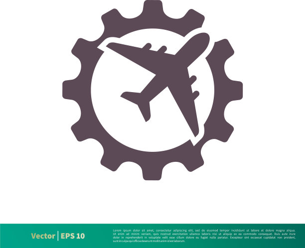 飞机和齿轮图标标志模板设计eps 10图片下载