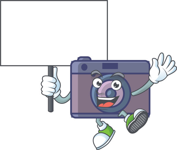 一幅带有画板的复古卡通相机图片下载