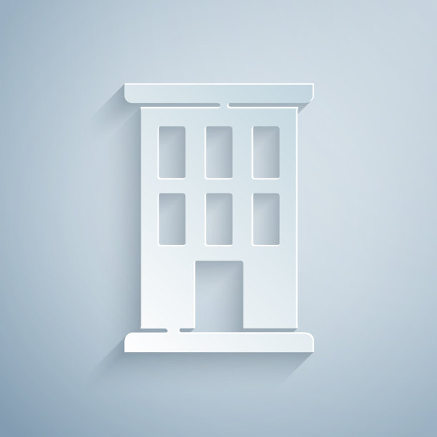 剪纸房子图标孤立在灰色背景图片下载