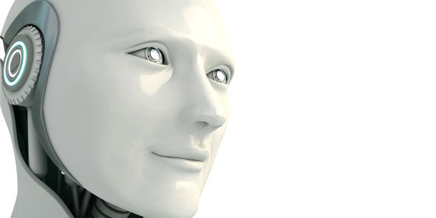 数字人工智能机器人3d渲染。高技术概念背景。素材图片