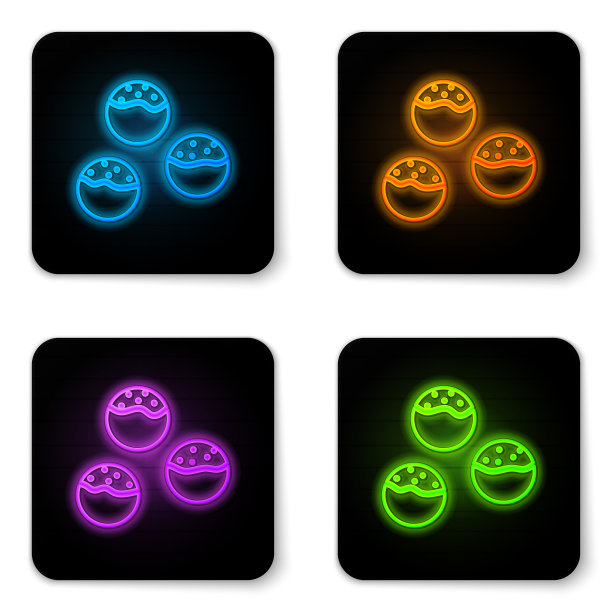 发光的霓虹灯章鱼烧图标孤立在白色图片下载