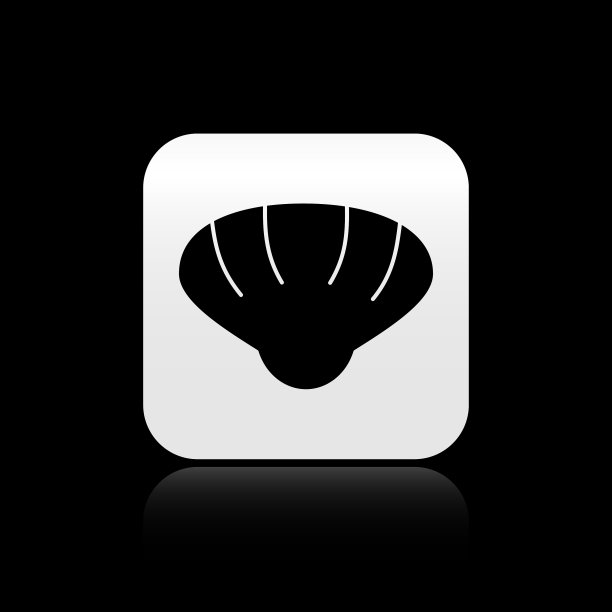 黑色扇贝海贝图标孤立在黑色图片下载