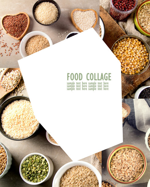 拼贴古代谷物、种子、豆类图片下载