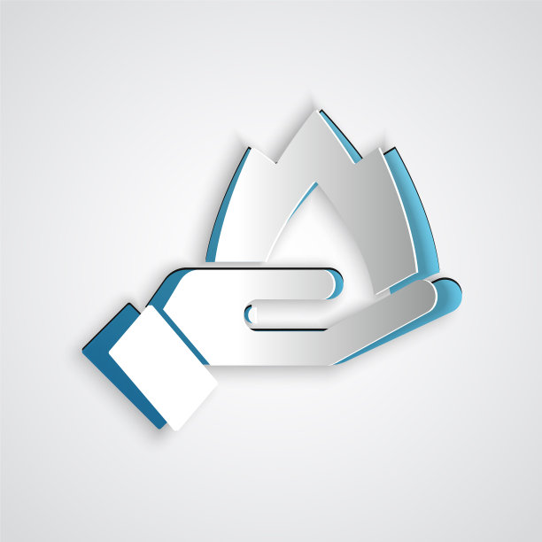 剪纸手拿着火的图标孤立上图片下载