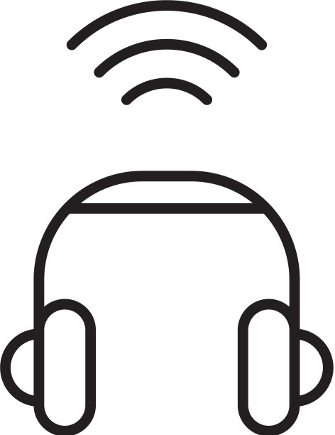 黑线智能耳机系统图标隔离图片下载