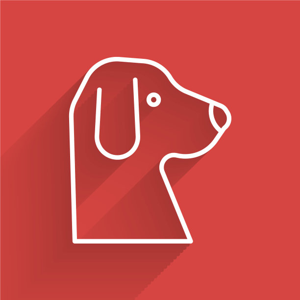 白色线狗图标孤立与长阴影图片下载