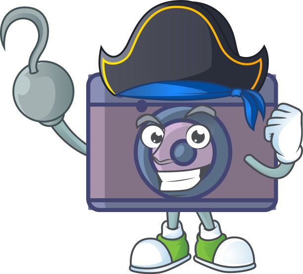 冷静一只手海盗戴着帽子的复古相机图片下载