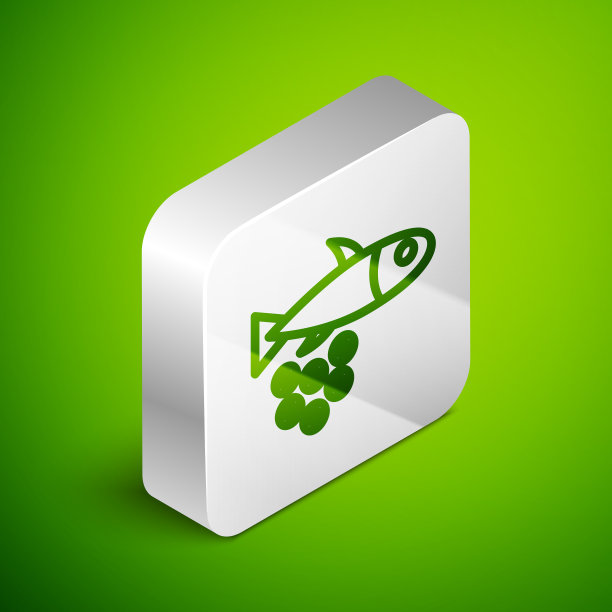 等距线鱼与鱼子酱图标孤立图片下载