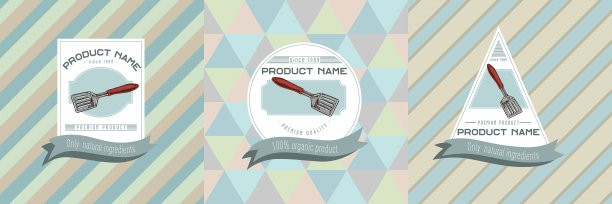 三种颜色的标签与抹刀图片下载