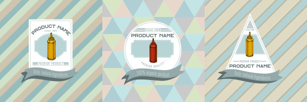 三种颜色的标签和酱汁图片下载