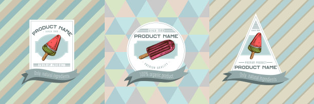 三种不同颜色的冰棒标签图片下载