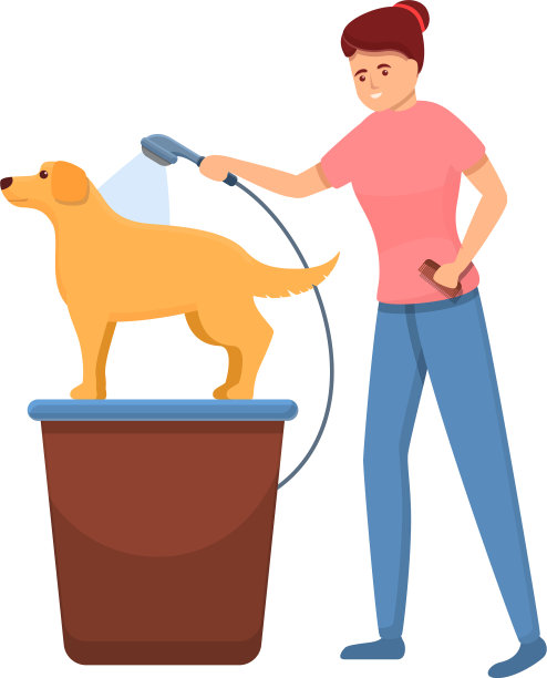 美容师洗狗图标卡通风格图片下载
