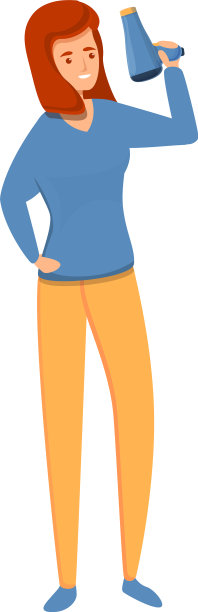 美容师与电吹风图标卡通风格图片下载