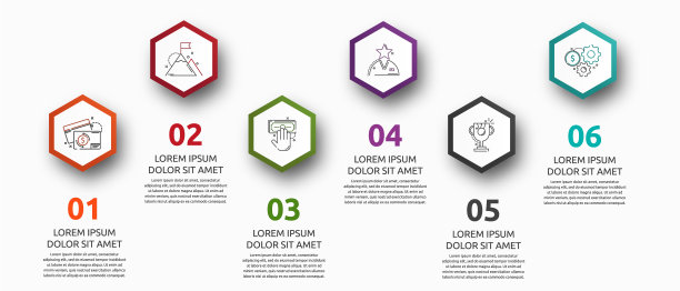 信息图表与6个六边形图片下载