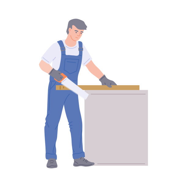 家具制造商和装配工人，平面矢量插图孤立。图片下载