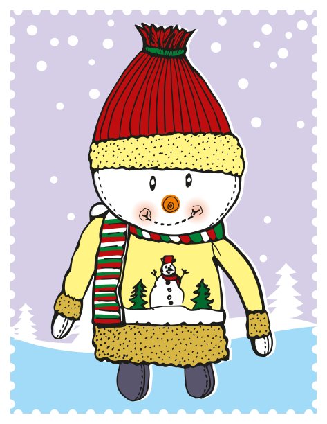 雪人矢量图。圣诞快乐。可爱的卡通雪人。明信片和海报。图片下载