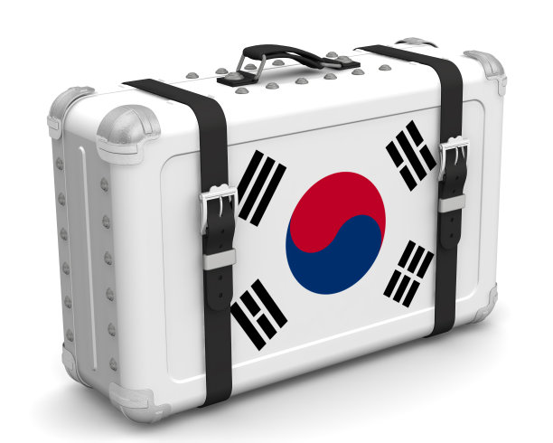 带有韩国国旗的时尚行李箱图片下载