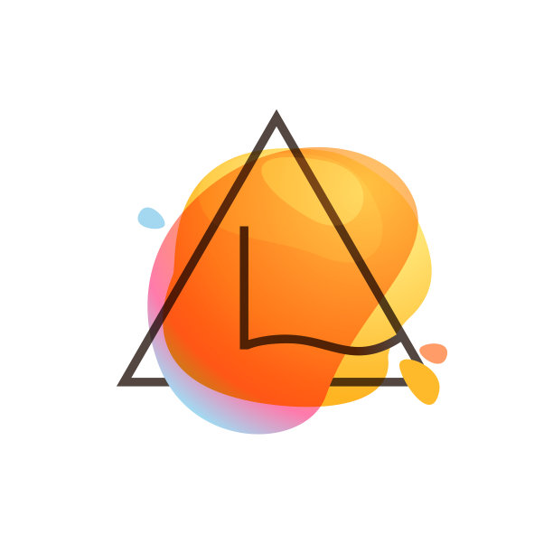 L字母标志在三角形框架在水彩图片下载