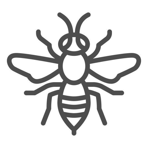 黄蜂线图标昆虫概念蜜蜂标志上的白色图片下载