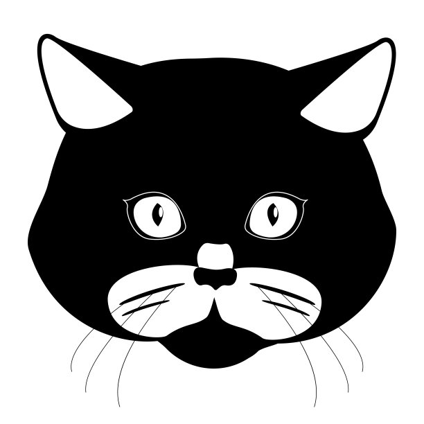 一个剪影的口吻的猫孤立在一个白色的背景。可爱的猫。矢量图图片下载