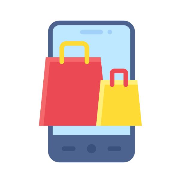 购物应用图标，移动应用矢量插图图片下载