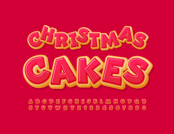 矢量美味的象征圣诞蛋糕。甜甜圈字母和数字集图片下载