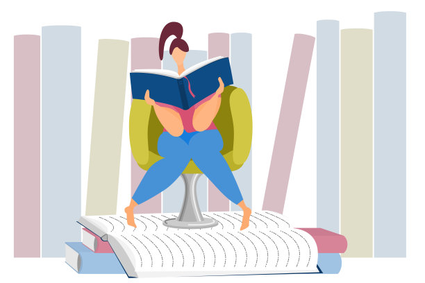 一个女人正坐在椅子上看书。迷人的阅读，家庭教育，远程学习，求知。图片下载