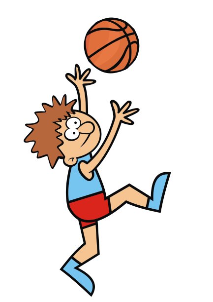 篮球，男孩和球，矢量插图图片下载