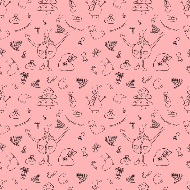 以圣诞老人为背景的无缝矢量模式图片下载