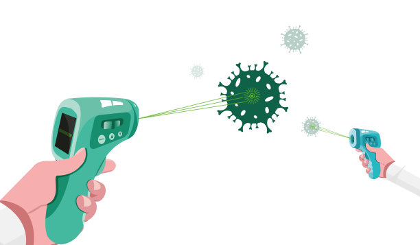 数字非接触温度计与红外光。图片下载