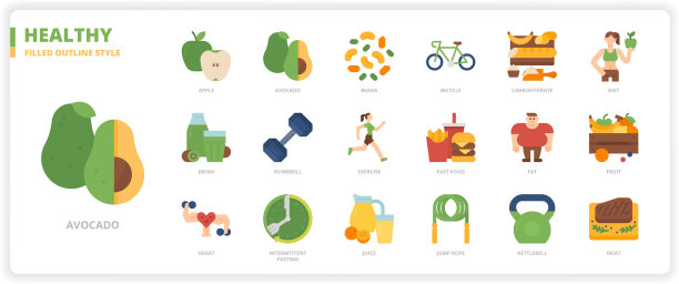 健康的图标集图片下载