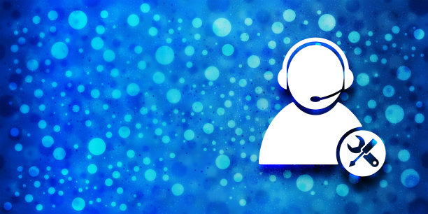 技术支持图标特别光滑的散景蓝色横幅背景闪闪发光的插图图片下载