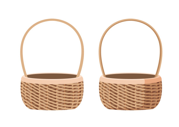 白色背景上的棕色空篮子矢量图图片下载
