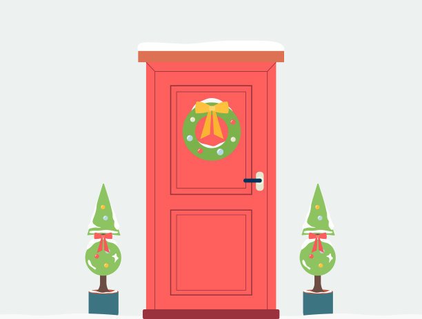 房子大门为圣诞节装饰图片下载