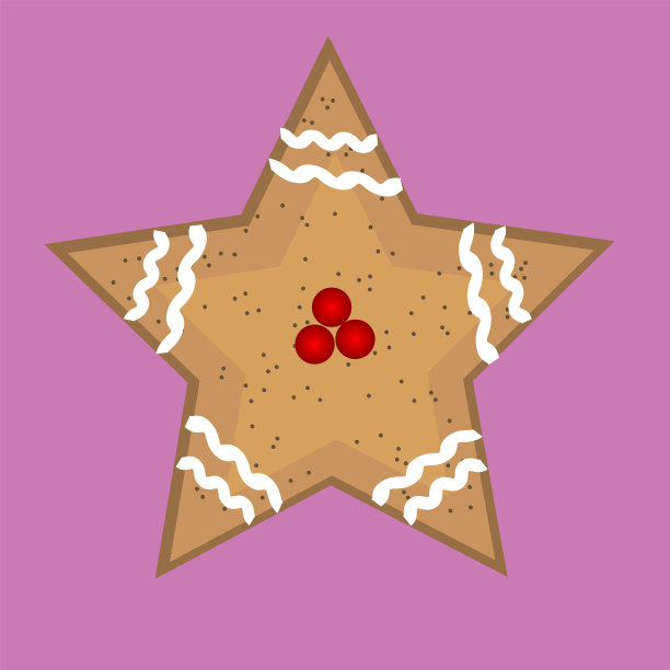 淡紫色背景上姜饼星的孤立向量图像。图片下载