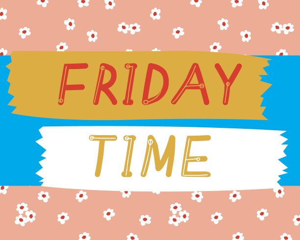 星期五，卡片与文字，平面矢量股票插图与工作日字母图片下载