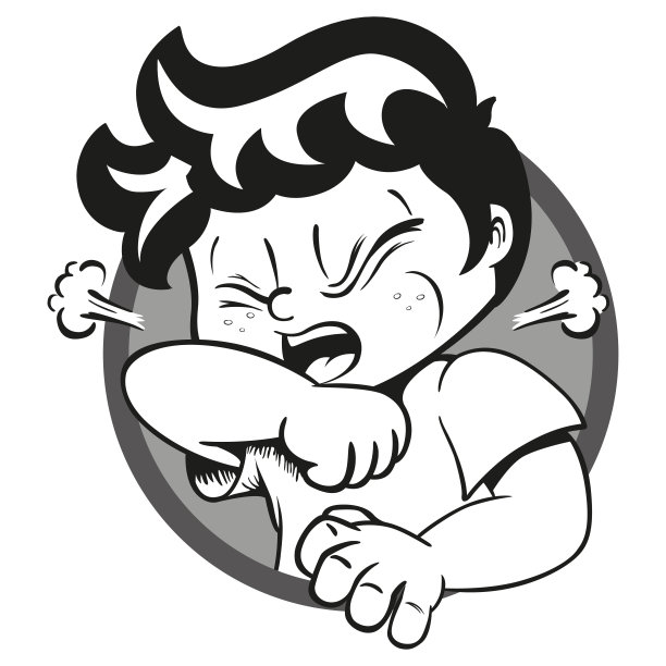 说明小儿有丛枝、咳嗽症状，艺线黑色。理想的卫生和机构通讯图片下载