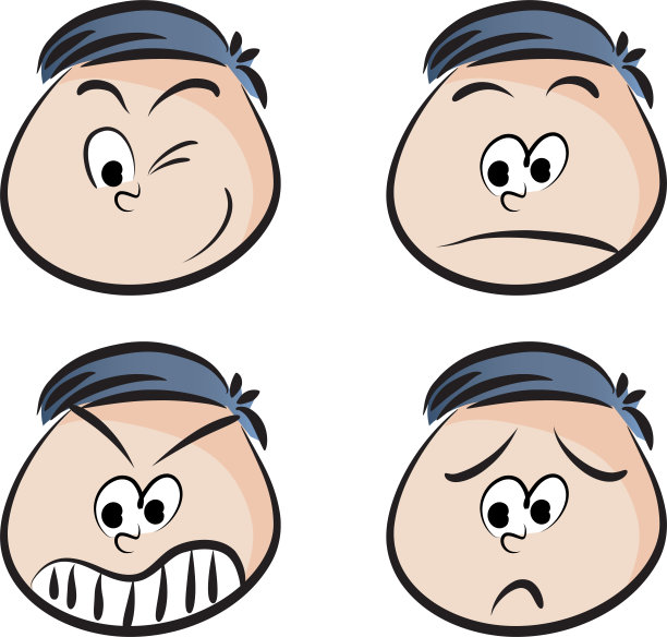 矢量卡通胖男孩表情符号小女孩脸集图片下载