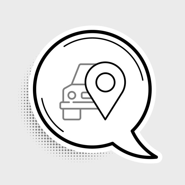 直线地图指针与出租车图标隔离在灰色图片下载