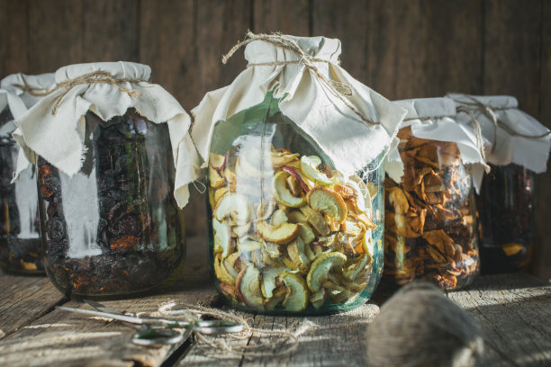 有机干果苹果，甜瓜，李子，南瓜图片下载