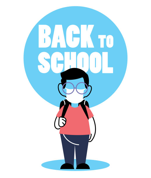 男孩戴着口罩回到学校图片下载