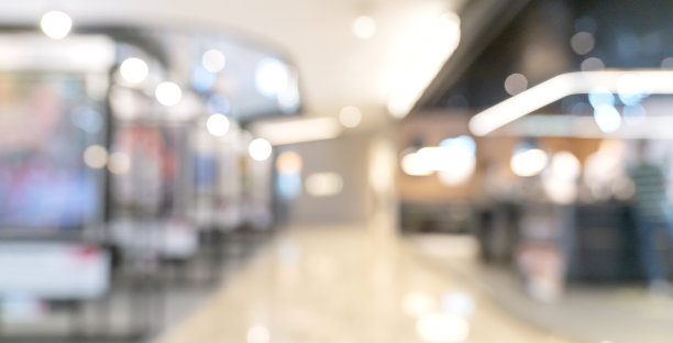 商场商场灯光散景的抽象模糊图像背景图片下载