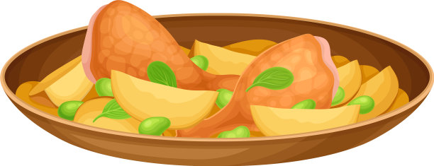 土豆鸡腿配野菜图片下载
