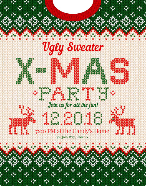 丑陋的毛衣圣诞晚会邀请编织图片下载