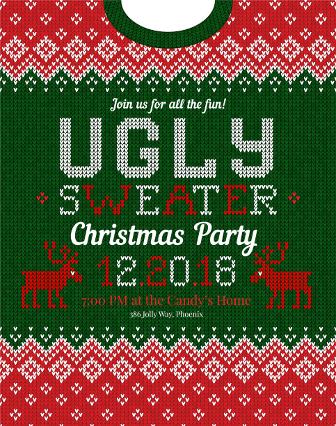 丑陋的毛衣圣诞晚会邀请编织图片下载